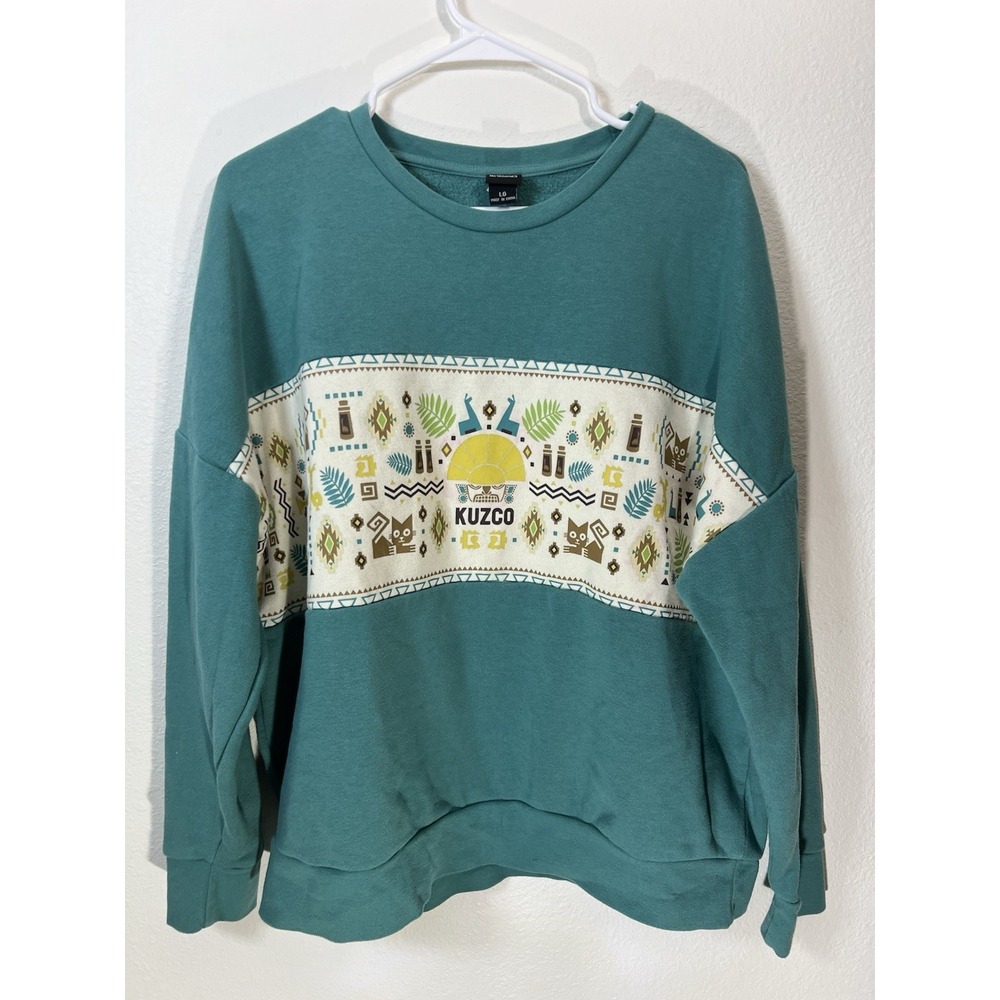 Her Universe Kuzco Emperor's New Groove Sweatshirt L Green Disney Park Bounding